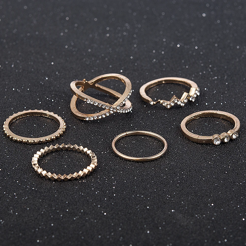 

2019 New Fashion popular women's ring 6 piece set ring wholesale Women Wedding Rings engagement ring christmas gift