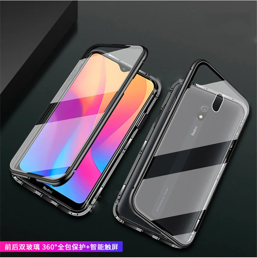 Двусторонний Магнитный чехол 360 с полной защитой для Xiaomi Redmi 8, задняя крышка из закаленного стекла для Xiaomi Redmi 8A Redmi 8, чехол