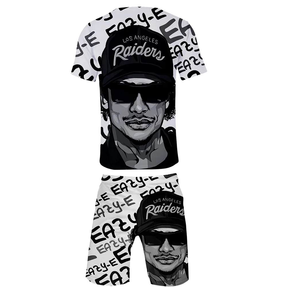 Мужские комплекты гангста рэп Eazy E, комплект из 2 предметов для мужчин, спортивный комплект с короткими рукавами, летние тонкие комплекты для отдыха, костюм высокого качества, лидер продаж