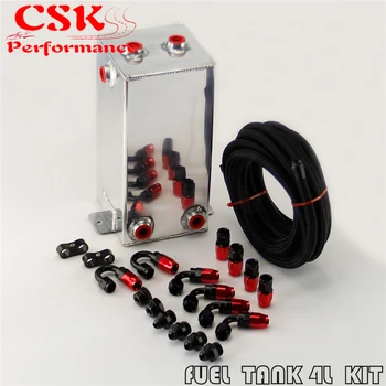

4L Aluminium Surge tank kit mirror polish Fuel 4L Universal Complete Fuel Surge Tank 4 Litre Swirl Pot System kit BLACK