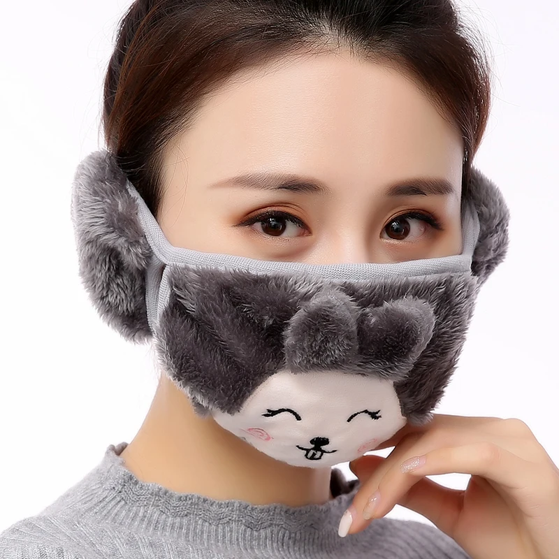 Красочная милая теплая хлопковая маска для губ против загрязнения для женщин и девочек, дышащая ветрозащитная Пылезащитная теплая Муфельная маска