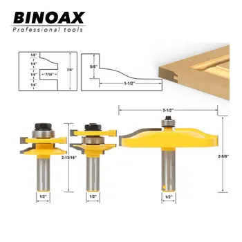 

3Pcs/set 1/2'' Shank Door Raised Panel Woodworking Cutter Tools Cabinet Router Bits Set