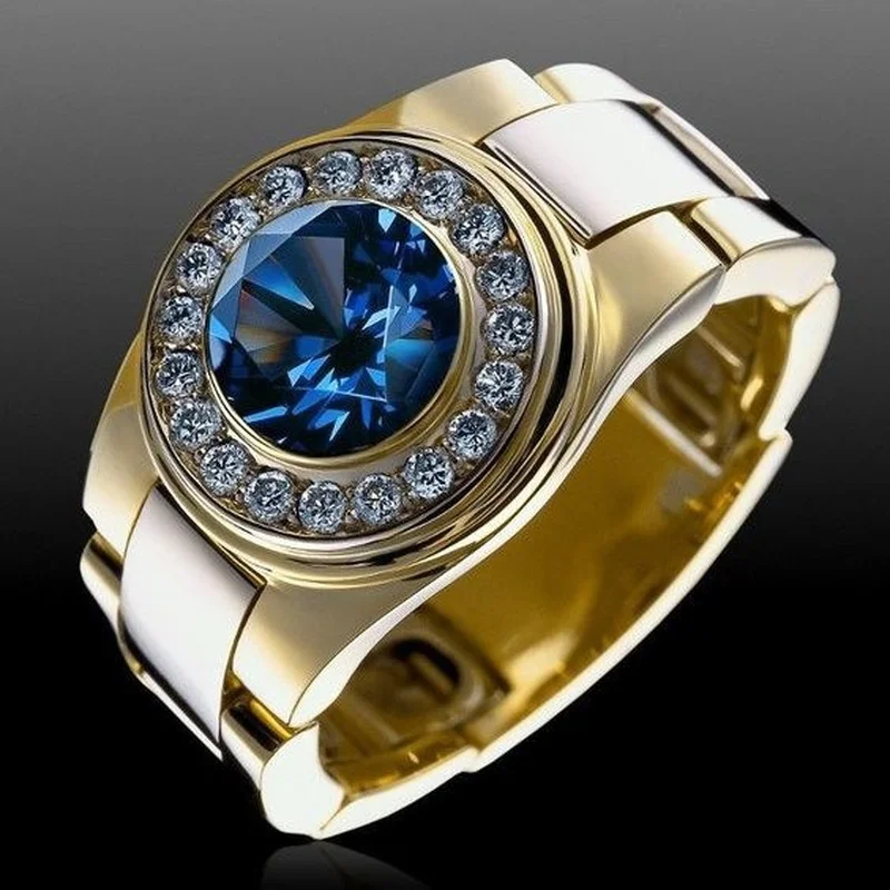 2023 Trend Fashion Popolare Intarsiato Blu Zircone Accessori Gotici Anello Da Uomo Fedi Nuziali Cool Stuff Gioielli Da Uomo Anello Maschile