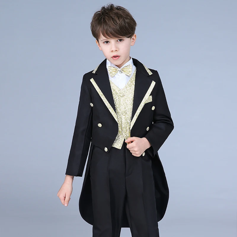 

High quality 2019 new children's suit tuxedo boy performance suit dress small host command big boy piano costume magic suit