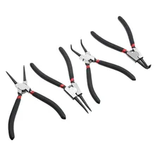 

4pcs Circlip Pliers Set 45#Steel 7in 180mm LongNose Pliers Staight Bent Plier For Removing And Setting Internal External Circlip