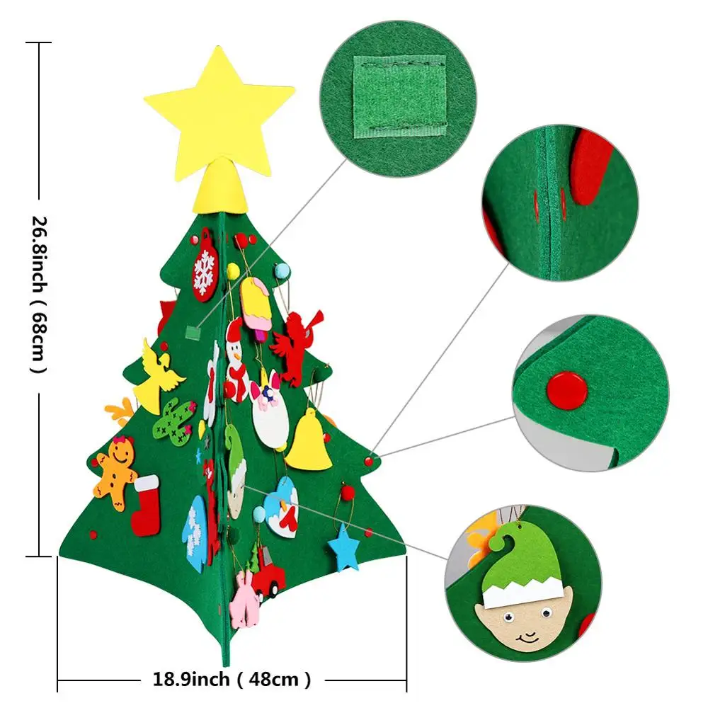 OurWarm DIY Войлок Рождественская елка новогодние подарки Детские игрушки 3D искусственное дерево с сумкой настенные подвесные украшения Рождественское украшение