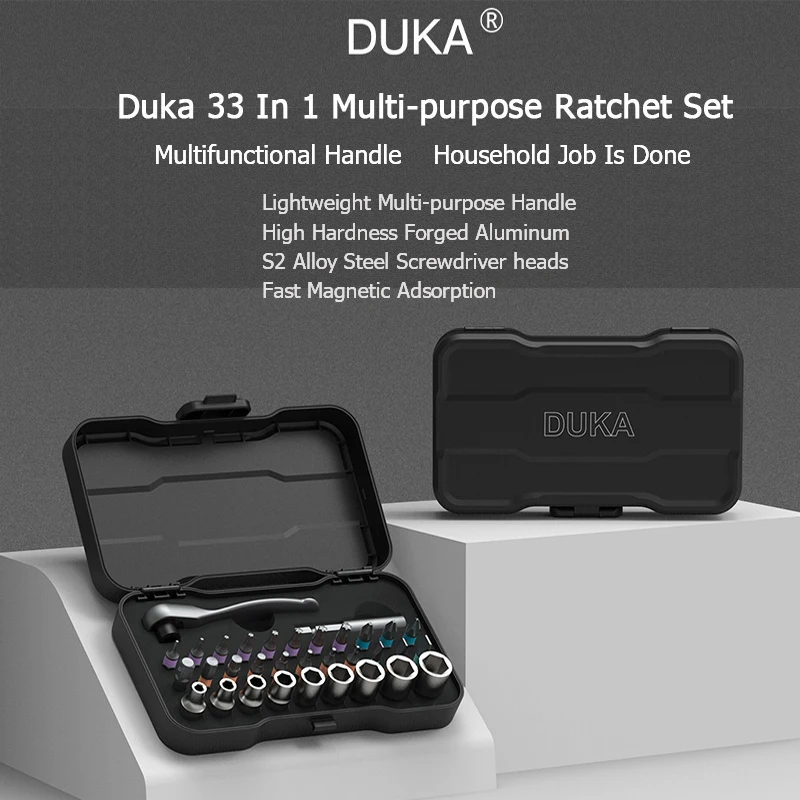 New DUKA ATuMan RS2 33 in 1 Multi-purpose Ratchet Wrench Screwdriver S2 Magnetic Bits Tools Set DIY Household Repair Tool