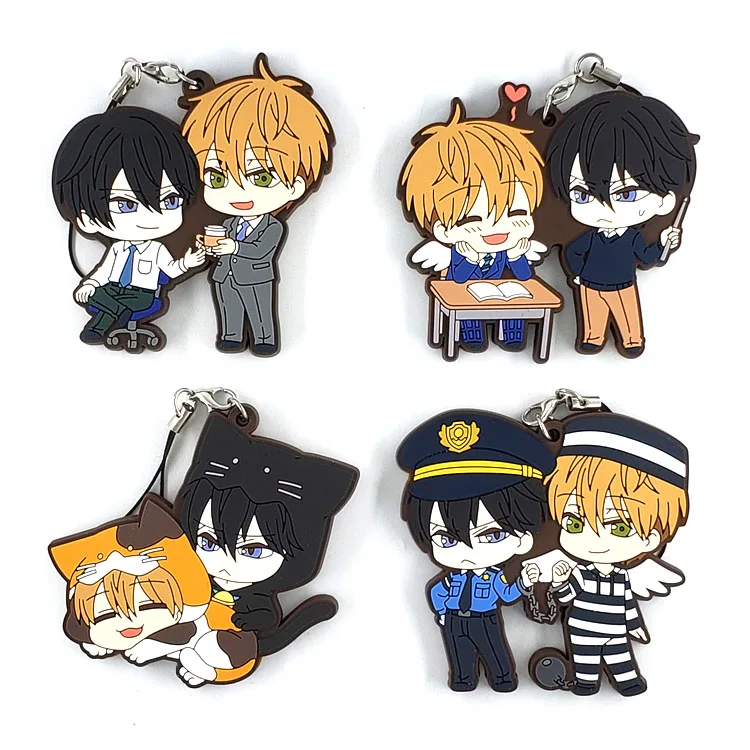 

4pcs/lot I'm threaten by the man who wants to be embraced the most Japanese anime figure rubber phone charms keychain strap