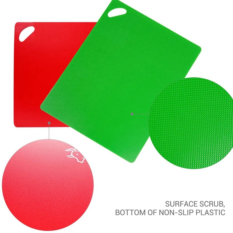 Flexible Plastic Chopping Board Mats with Food Icons, 1.2MM Nonslip Antimicrobial Easy to Clean Hanging Boards Set of 6