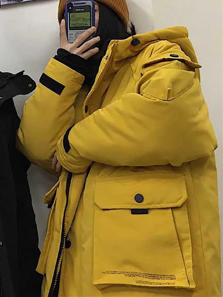 NiceMix уличная зимняя куртка женская мужской кошелек пузырчатое пальто хип-хоп парка с капюшоном куртки Дизайнерские Пальто Зимняя одежда - Цвет: Цвет: желтый