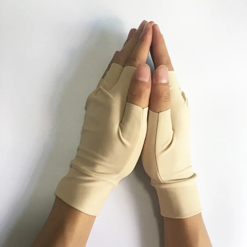 Унисекс для мужчин и женщин терапия компрессионные перчатки рука артрита боли в суставах помощи здравоохранения половина пальца перчатки