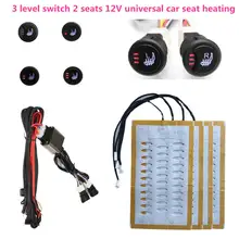 Almohadilla calefactora de 3 niveles para asientos de coche, kit de interruptor redondo de fibra de alambre de aleación de 12v, para invierno, Universal, 2 asientos, 4 Uds.