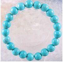 &gt&gt&gt&gt&gt2pcs Wonderful pair 10mm Round Beads Natural Stone Blue Veins Turquoise Bracelet | Украшения и аксессуары