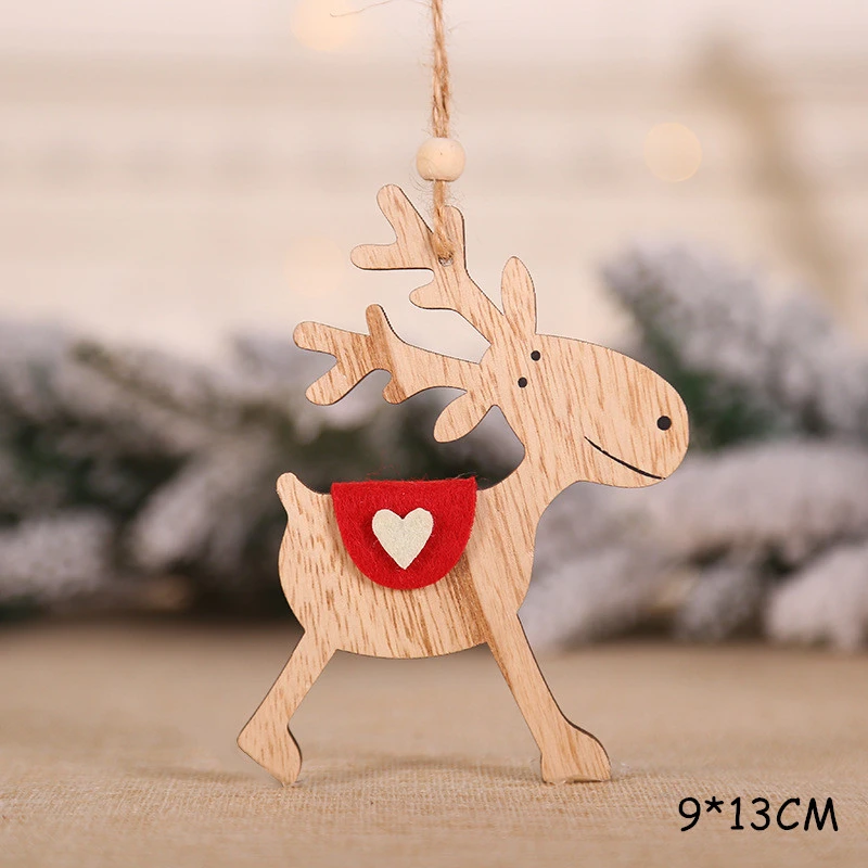 Новогодняя натуральная деревянная подвесная Елочная игрушка деревянные поделки РОЖДЕСТВЕНСКИЕ подарки Noel рождественские украшения для дома Navidad Deco - Цвет: Elk