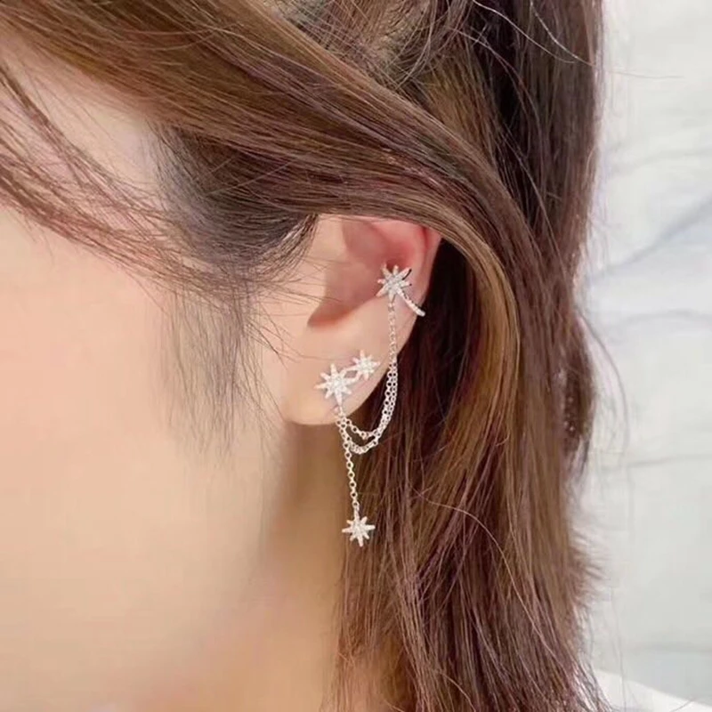 Цельные запонки со звездой серьги гвоздики из чистого серебра 925 пробы свадебные