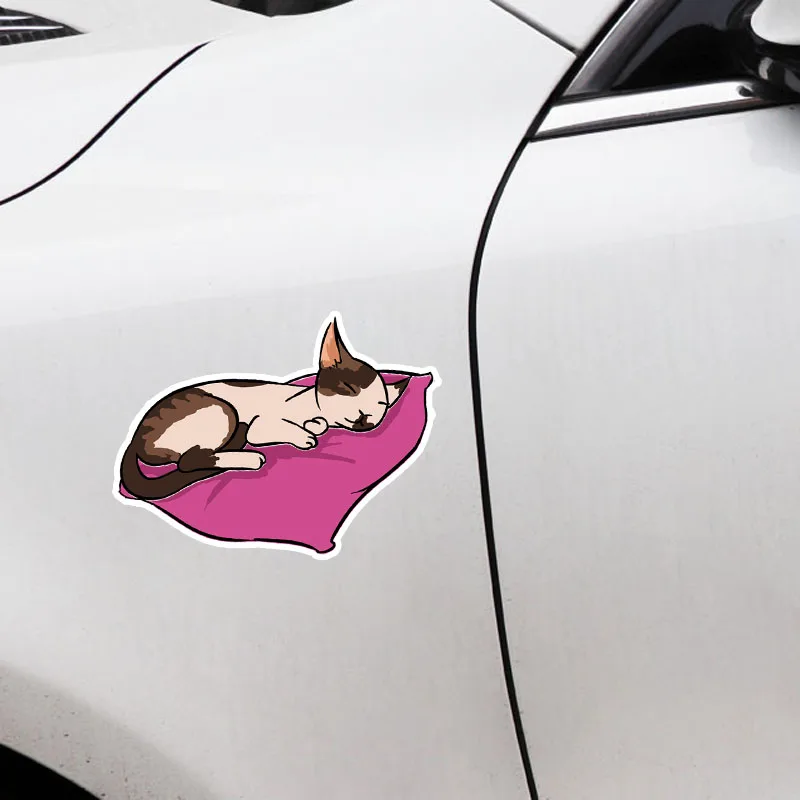 

Cartoon Sleeping Cat Car Sticker Vinyl Auto Accessories Car Window Car Styling Decal PVC 14cm*14cm