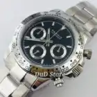 PARNIS 39 мм топ роскошные кварцевые мужские часы полный хронограф черный циферблат светящийся сапфировое стекло серебряный ободок стальной к...