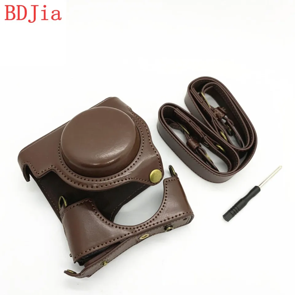 Leather Camera Case For Sony RX100 M7 M6 M5 M4 M3 M2 Camera PU Leather Camera Bag Cover With Battery Opening+strap