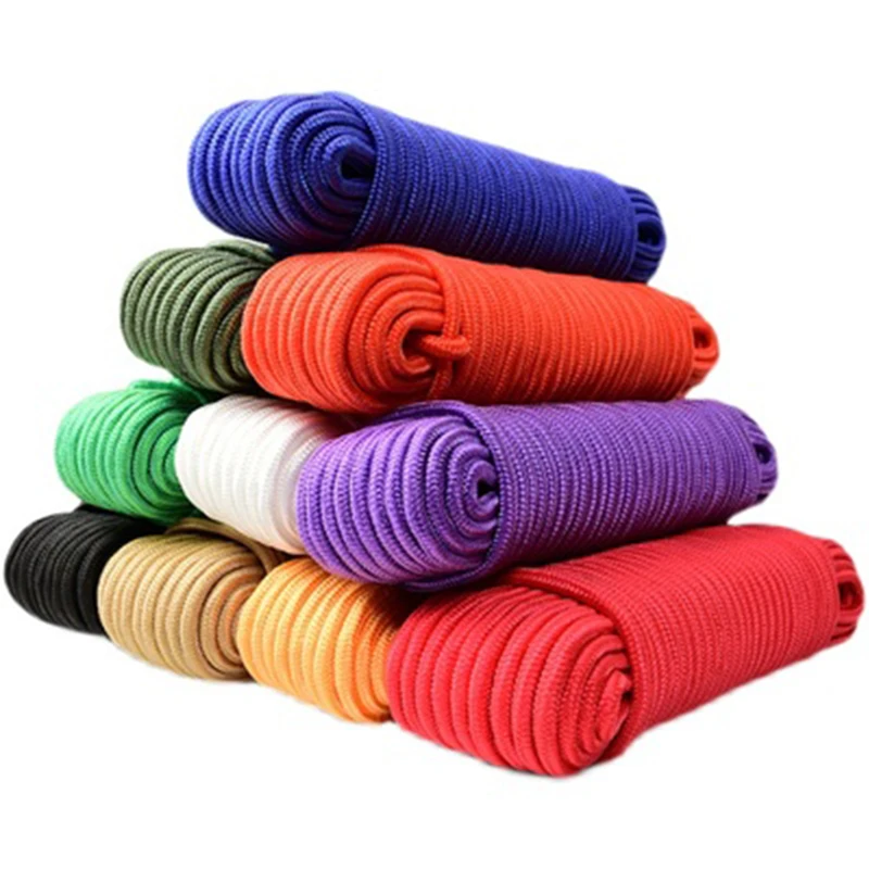 10 ~ 100M Φ4mm ~ 9มม.ที่มีสีสันไนลอนถักเชือกบ้านสนามเด็กเล่นความปลอดภัยสุทธิ Sunshade Nets Fixing string เต็นท์เชือก Clothesline 1