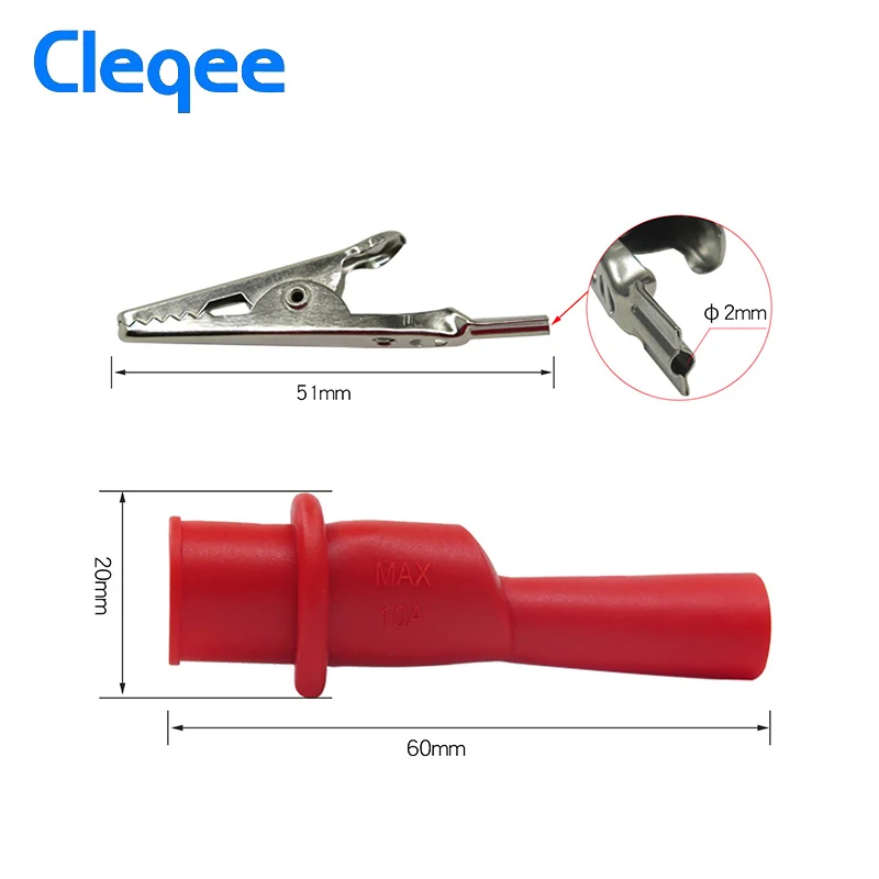 10 шт. изоляционный зажим Аллигатор Cleqee P2008 с 2 мм гнездом металлический под