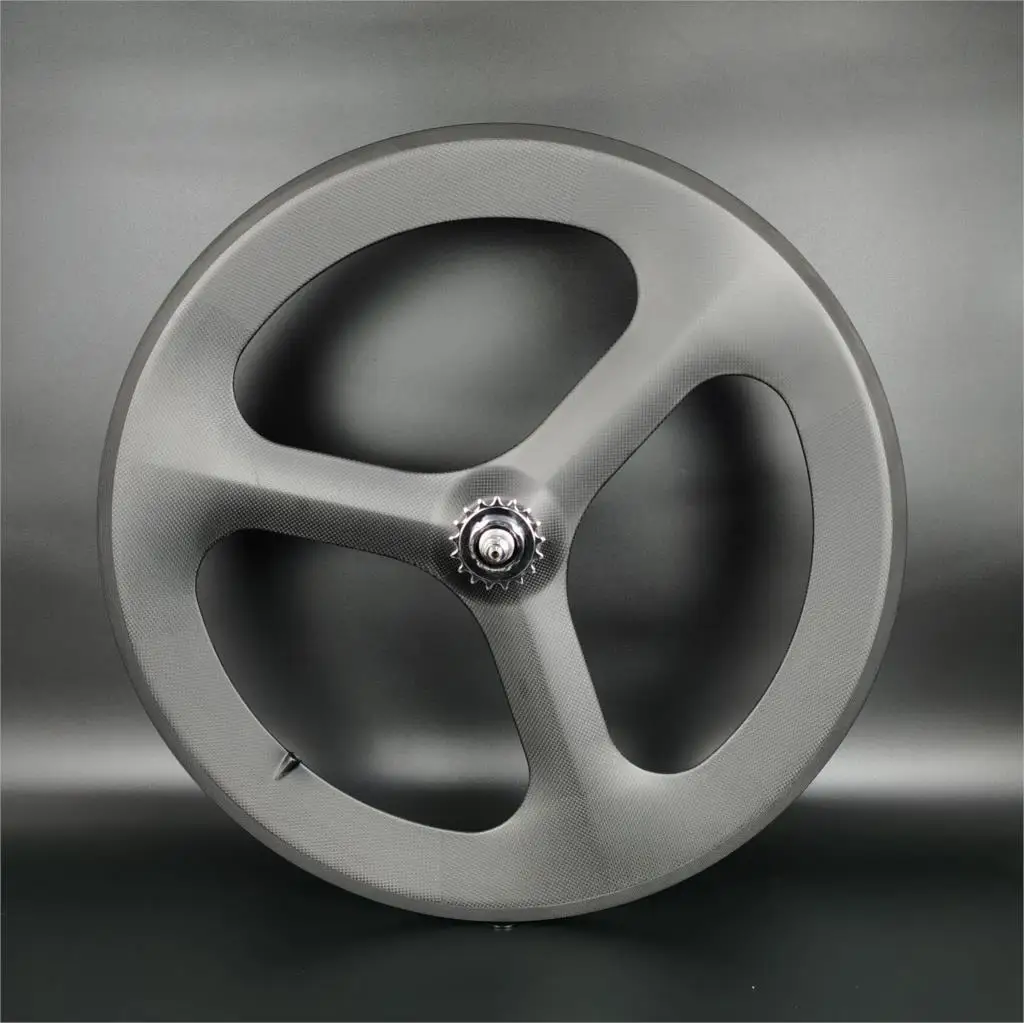 700C 3-spoke carbon wheels 70mm depth 23mm width fixed gear/road hub for Track/Road Racing bicycle tri spokes carbon wheelset