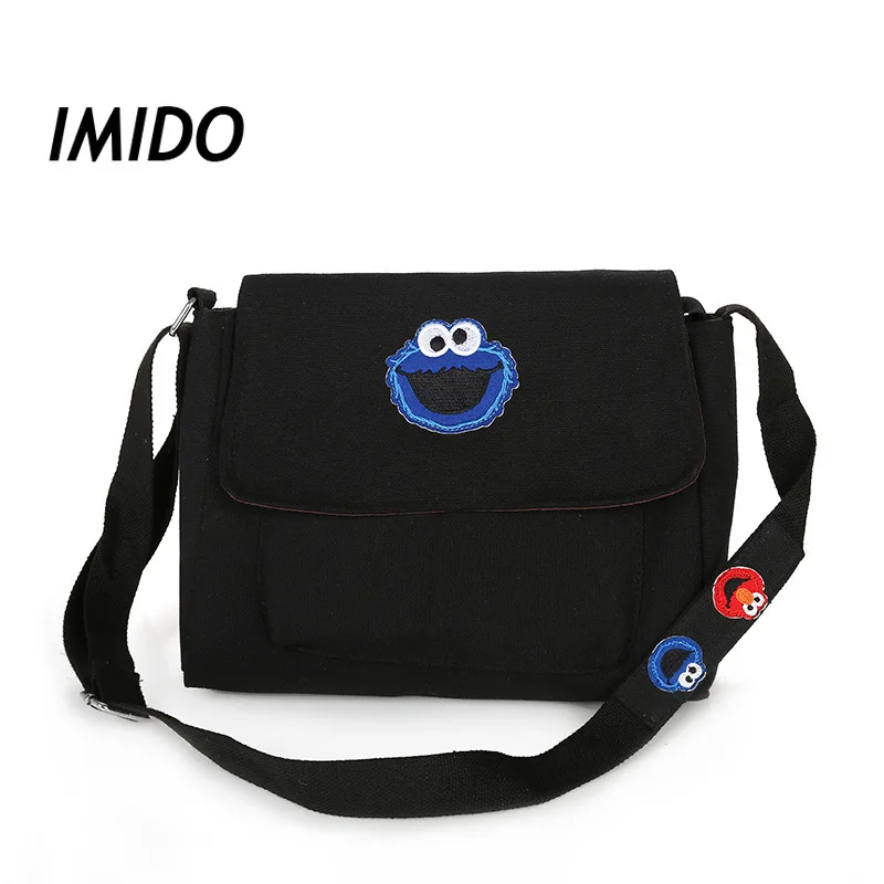 

Cute wild cartoon printing student messenger bag female small fresh plaid shoulder canvas bag large capacity cover messenger bag
