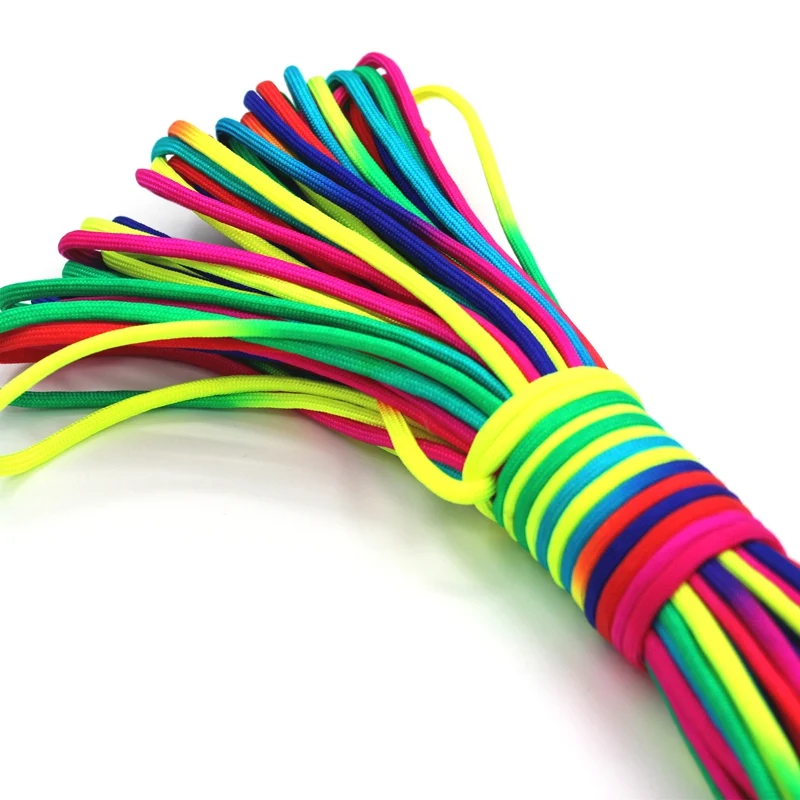 Colorful Paracord Parachute 7 Strand Cord Lanyard Rope Climbing Camping Tent Wind Rope Clothesline Packing Lanyard EKN98