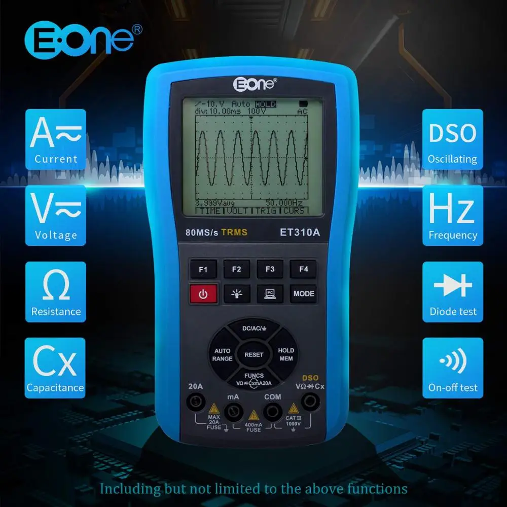 

Wireless Blueth ET310A Digital Multimeter Digital Storage Oscilloscope 80MS/s TRMs Handheld Oscilloscope better than ET201