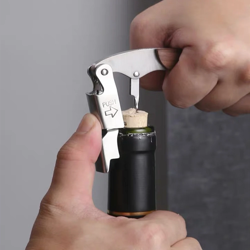 Multi-function Wooden Bottle Opener Wine Beer Bottle Wooden Handle Corkscrew Wine Opener With PU Holster Bar Accessory Tool