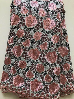 

2020 High Quality French Mesh Lace Fabric Latest African Tulle Lace Fabric With Stones For Nigerian Women Dress ALL3340 peach