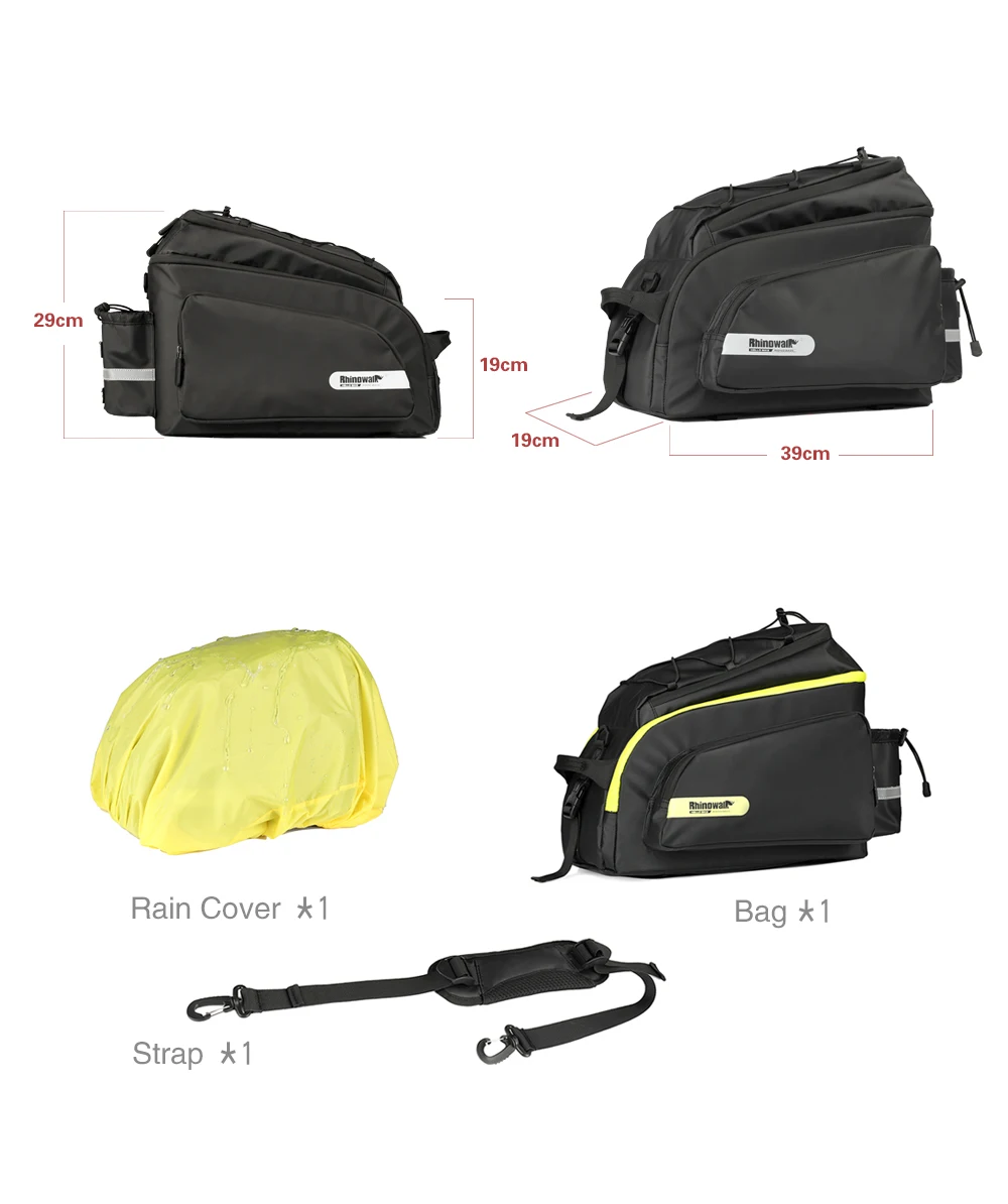 RHINOWALK велосипедные сумки 17л для горного велосипеда, седельная стойка, сумки для багажника, водонепроницаемые для путешествий, велосипедная сумка для багажа, сумка для камеры