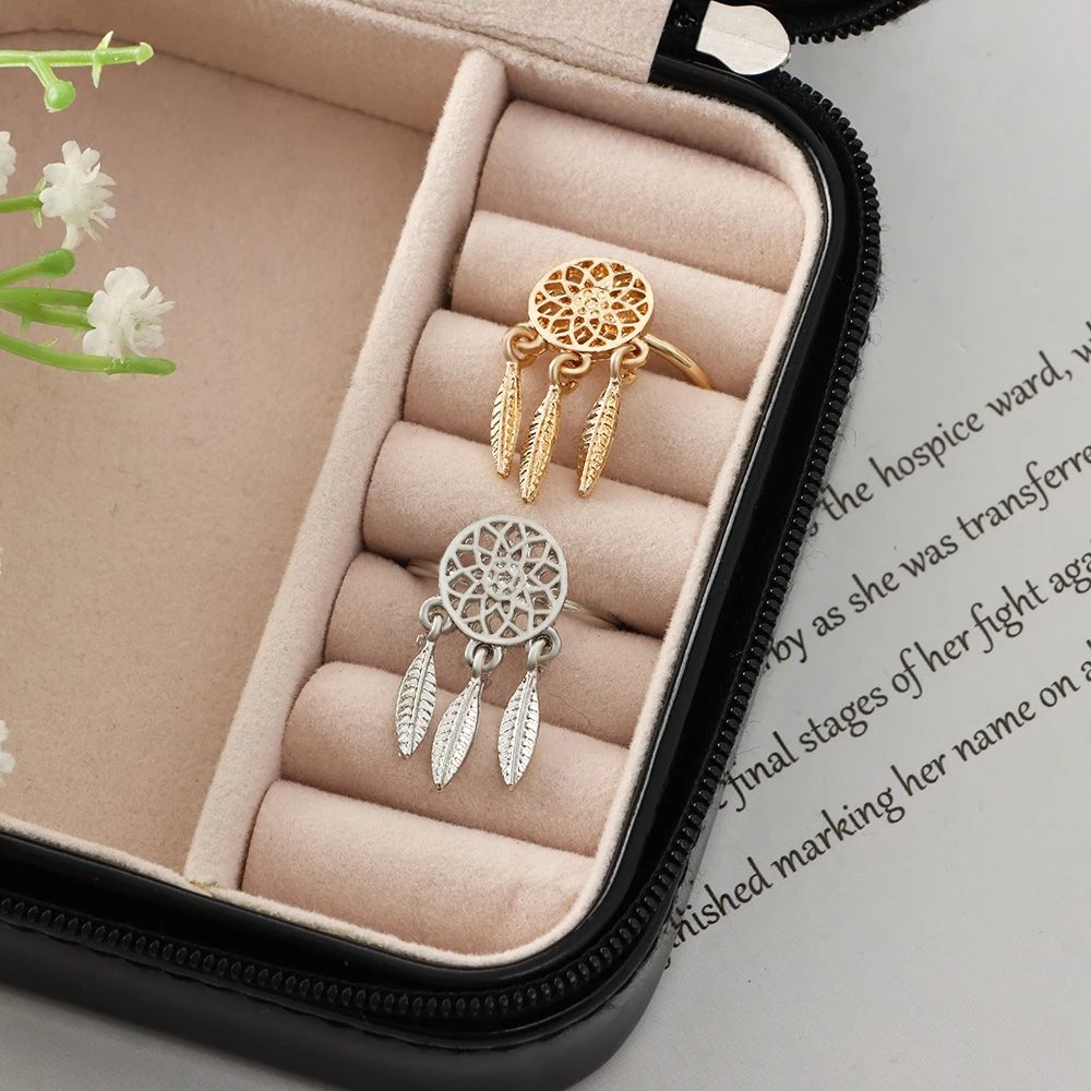 Anillos atrapasueños de Metal huecos, plumas, ajustables, Charm, para dedo, joyería para fiesta de boda, regalos|Anillos| - AliExpress