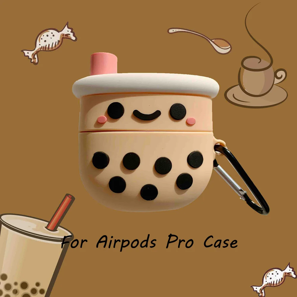 Чехол для AirPods Pro с милыми рисунками из мультфильмов, мягкий молочный пузырек, бутылка для чая, напитков, защитный чехол для Airpods Pro Air Pods 3 чехол s с крюком