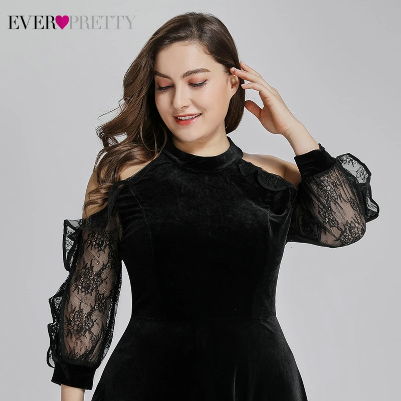 Сексуальные велюровые коктейльные платья Ever Pretty A-Line Холтер длинный кружевной рукав короткое вечернее платье для вечерние платья Vestidos De Coctel