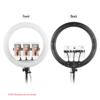 

21 Inch LED Ring Light Photography Lamp Set Stepless Dimmable 3000K-6000K with Tripod Stand 3pcs Phone Holders Remote Control