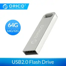 ORICO металлический USB флеш-накопитель 64 ГБ 32 ГБ оперативной памяти, 16 Гб встроенной памяти, флэш-карта памяти, Флеш накопитель USB2.0 usb-накопитель Водонепроницаемый металлическое серебристое Memoria cel USB