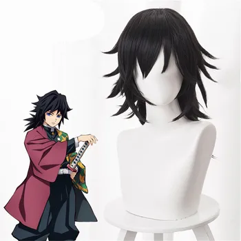 

Demon Slayer Kimetsu no Yaiba Tomioka Giyuu Black Ponytail Wig Cosplay Costume Men Women Heat Resistant Synthetic Hair Wigs