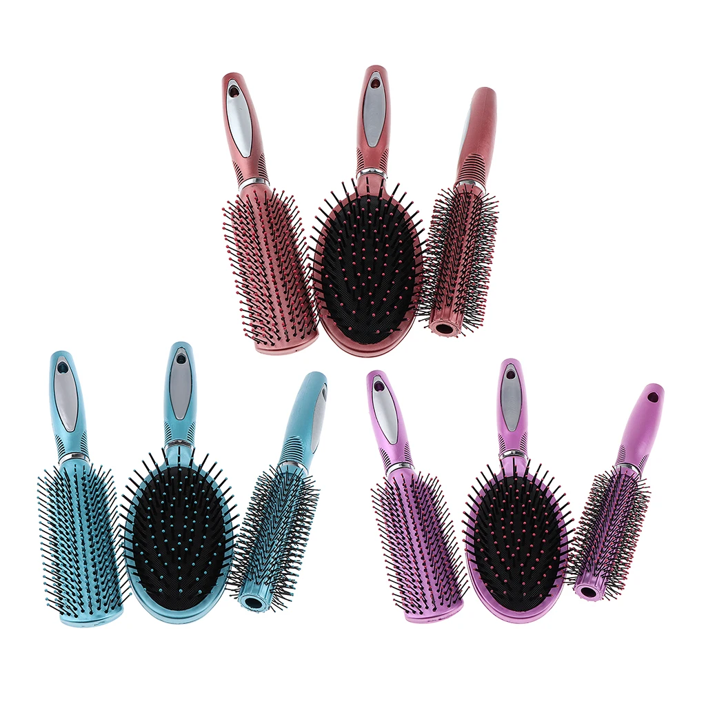 Stylish 3Pcs 3 types Dense Hairbrush Set Portable for Detangling Styling hair and Scalp Massage, Great for Extensions and Wigs