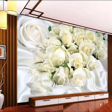 Beibehang Индивидуальные Большая фреска Мода обустройство дома белый шелк роза фоне стены обои papel pintado де сравнению