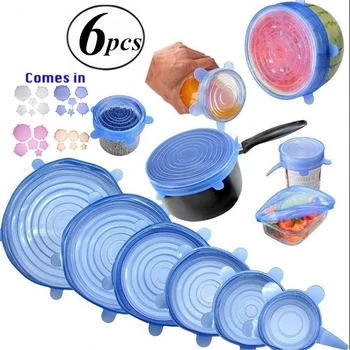 

6PCS set Silicone Stretch Lids Universal Silicone Food Wrap Bowl Pot Lid Silicone Cover Pan Cooking Cooking Tool