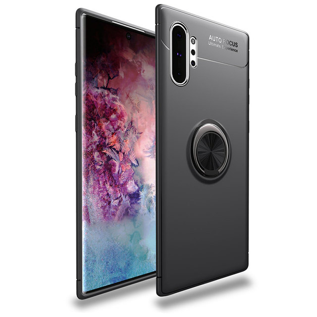 Ring Holder Phone Case For Samsung Galaxy Note 10 10 Pro 9 Magnetic Car Stand Soft Silicone Matte Cover For S10 5G S9 S8