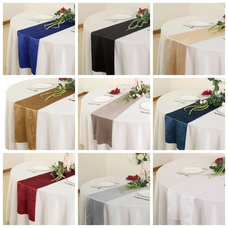 

New Design Poly Velvet Table Runner Banquet Tablecloth Runners For Wedding Event Decoration