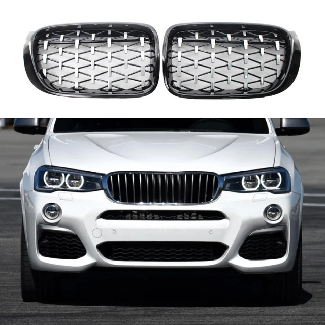 Ein Paar Auto Kühlergrill Racing Grills Diamant Niere Gitter Für BMW X3 X4  F25 F26 2014 2015 2016 2017 chrom Meteor Stil - AliExpress