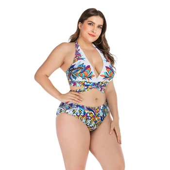 

2020 bikini swimwear Women Plus Size Vintage Print Tankini Bikini Set Swim Push-Up Bathing Suit biquini maillot de bain femme