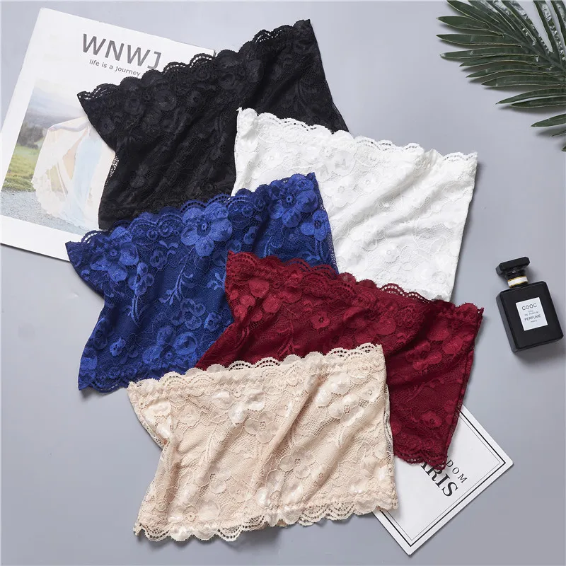 Girls Strapless Crop Wrap Lace Bandeau Tube Top Women Bustier Boob Tubes Tops Bralette 5 Solid Colors Red Blue White Black women tube tops