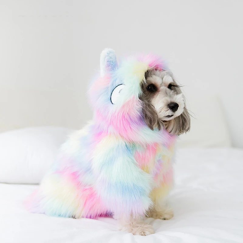 

Cute Cat Dog Clothes Dog Jacket Shirt Pet Clothing Rainbow Fur Dog Coat Puppy Pet Clothes France Bulldog Yorkshire ropa perro