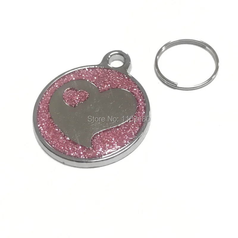100pcs/lot Wholesales Personalized Engraved Dog ID Heart Tag Customized Dog Name Plate Tag For Dog Pet Collar Accessories