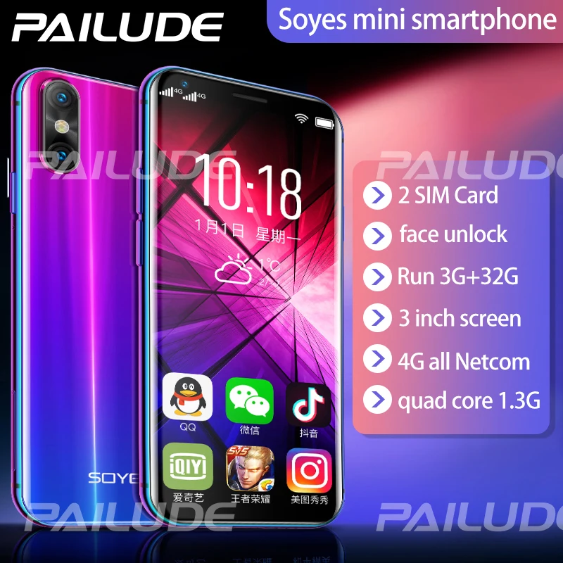 SOYES XS small mini 4G smartphone mobile phone mini android phone Unlock Dual sim Face ID Comparable iphone xs