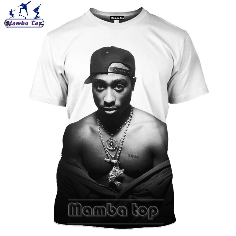 Топ Mamba с 3D-принтом футболка 2Pac принтом в стиле рапера Мужская хип-хоп музыкальный