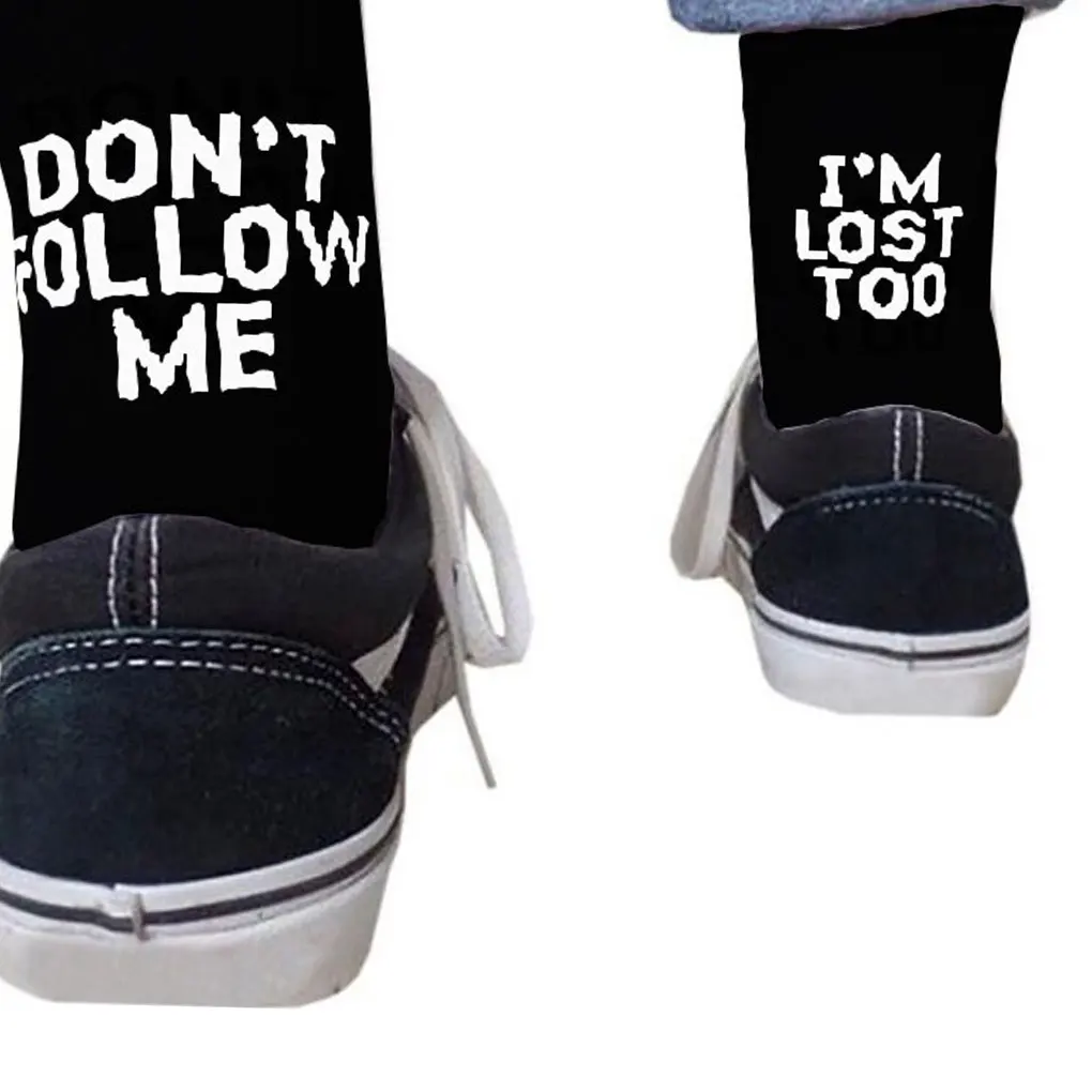 Модные черно белые хлопковые носки AB Side Don't Follow Me I'm Lost слишком креативные